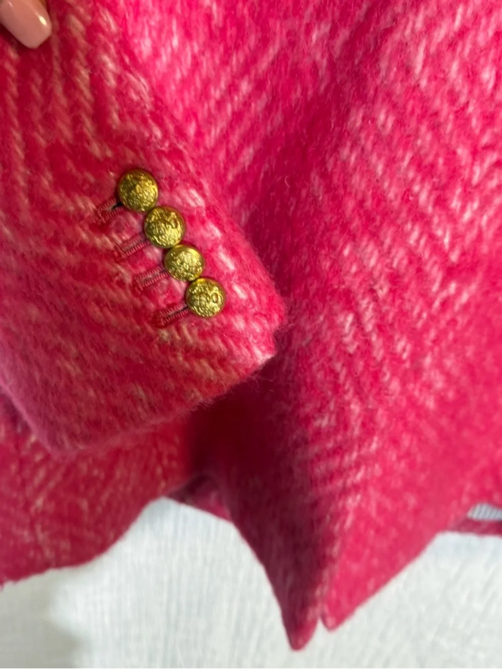 J. Crew Women's Diamond Tweed Peacoat‎ In Raspberry bubblegum pink  Wool Size: 2
